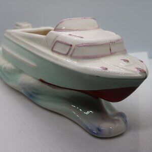 Ruben Original 1950s motorboat ceramic planter 553 9.5" long
